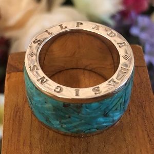 Rare Silpada Sterling Silver Stabilized Turquoise Headliner Ring R2868 Size 6